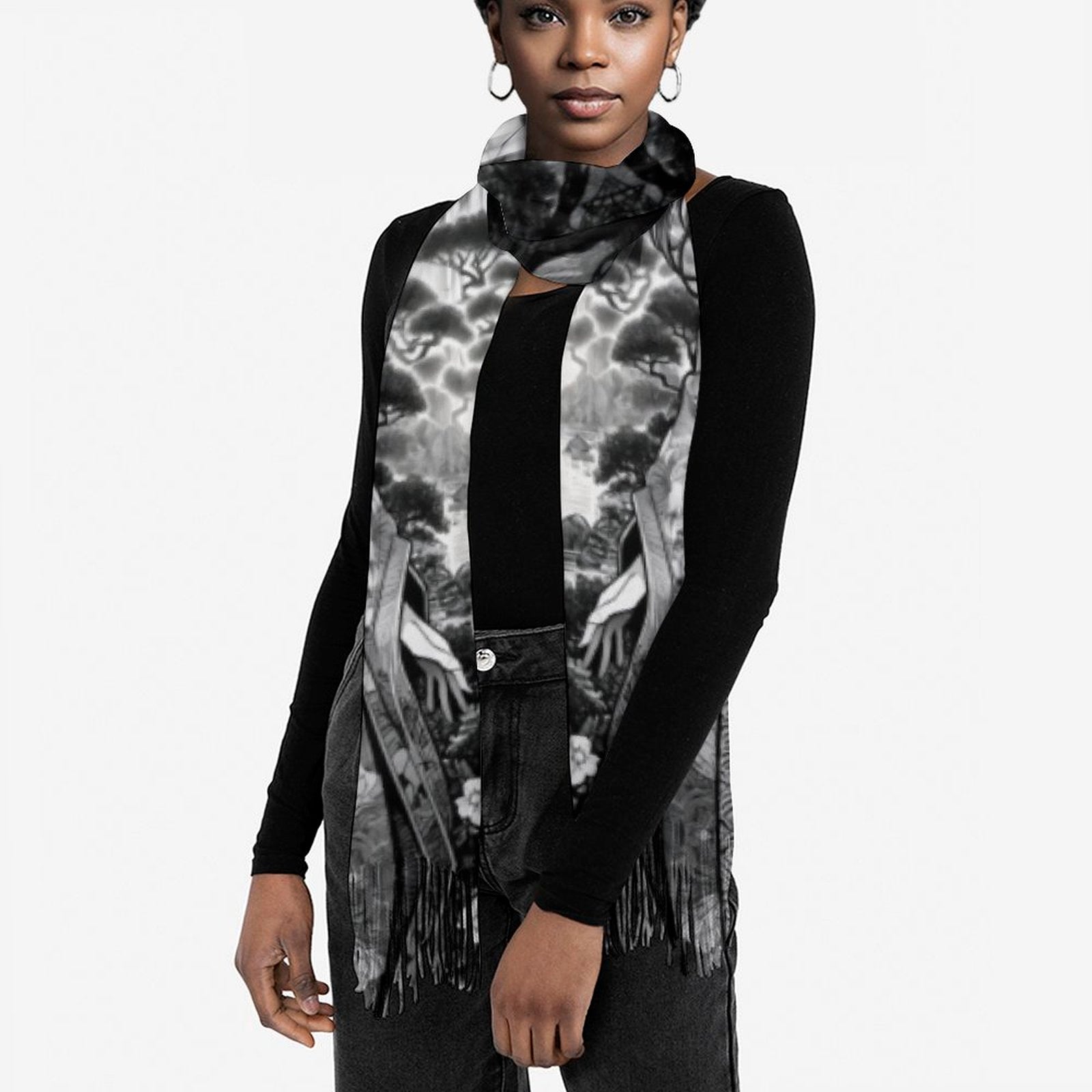 Anime Pin-up Girl Fox Pashmina by Bazaar Design Style