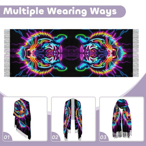 Neon Spirit Animal Tiger Pashmina by Bazaar Design Style