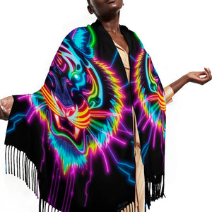 Neon Spirit Animal Tiger Pashmina by Bazaar Design Style