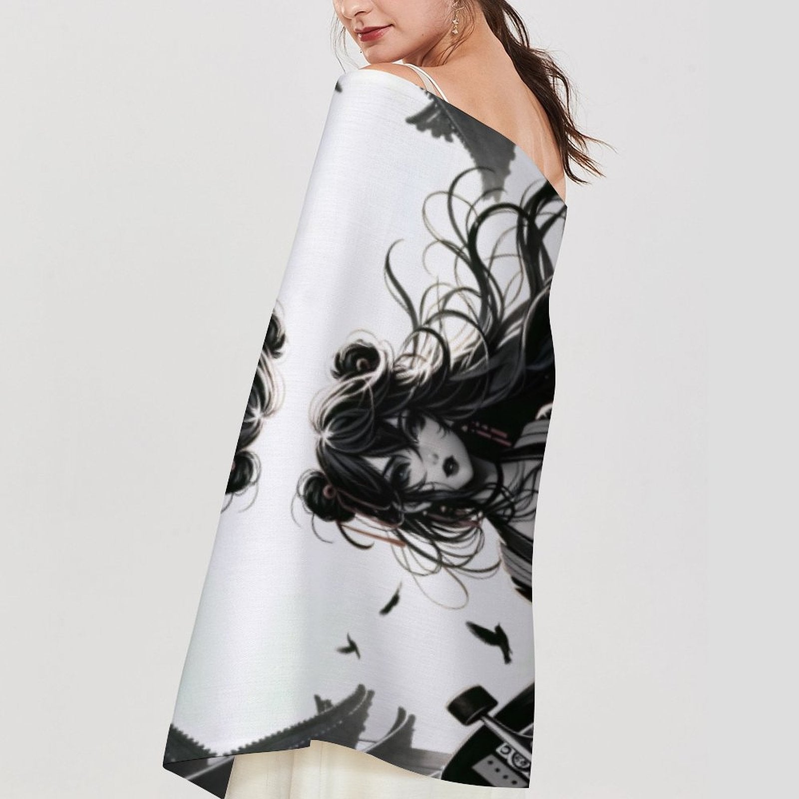 Anime Pin-Up Girl Longboard Pashmina by Bazaar Design Style