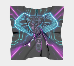 Neon Spirit Animal Elephant Square Shawl by Bazaar Design Style