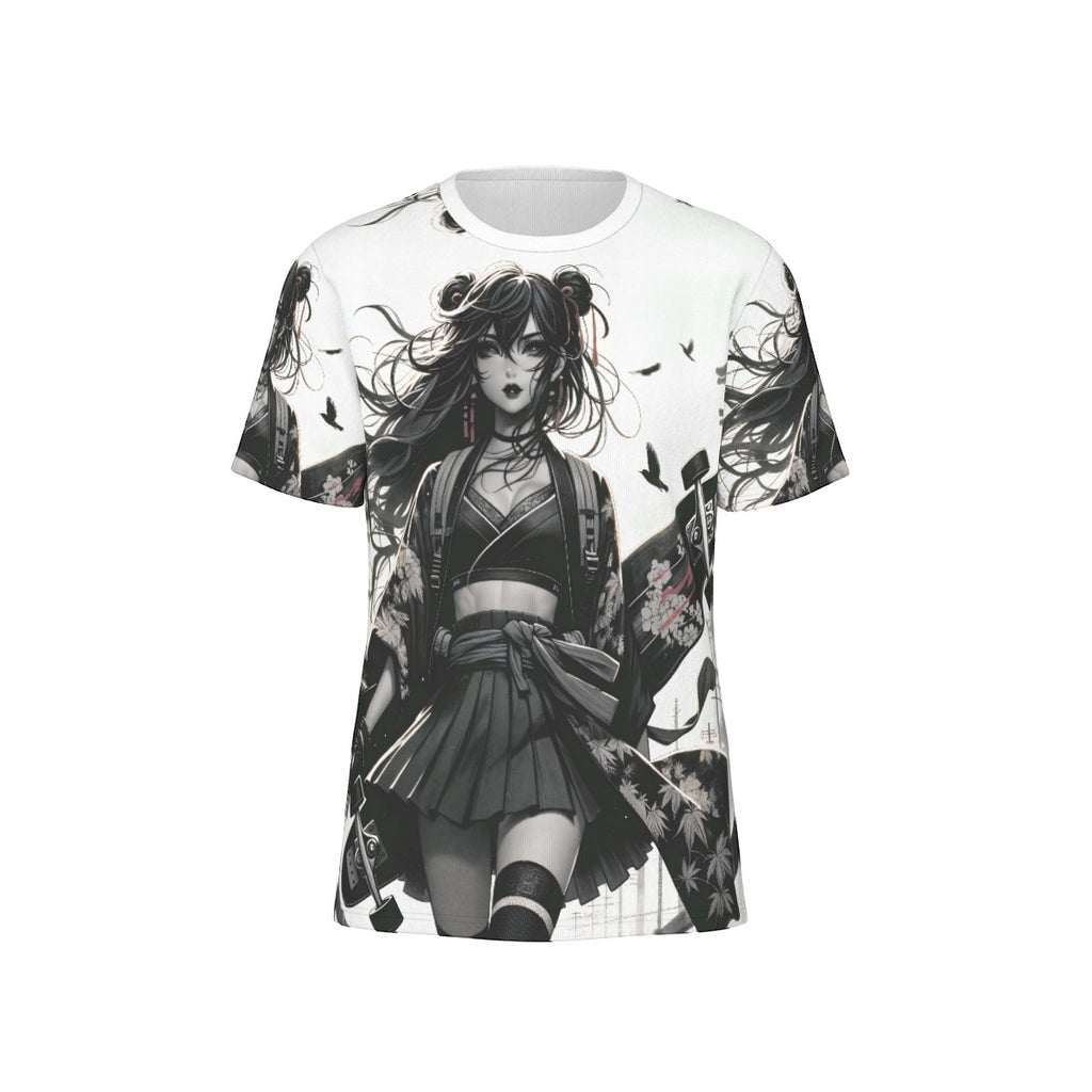 Anime Pin-Up Girl Longboard Cotton T-Shirt by Bazaar Design Style