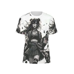 Anime Pin-Up Girl Longboard Cotton T-Shirt by Bazaar Design Style