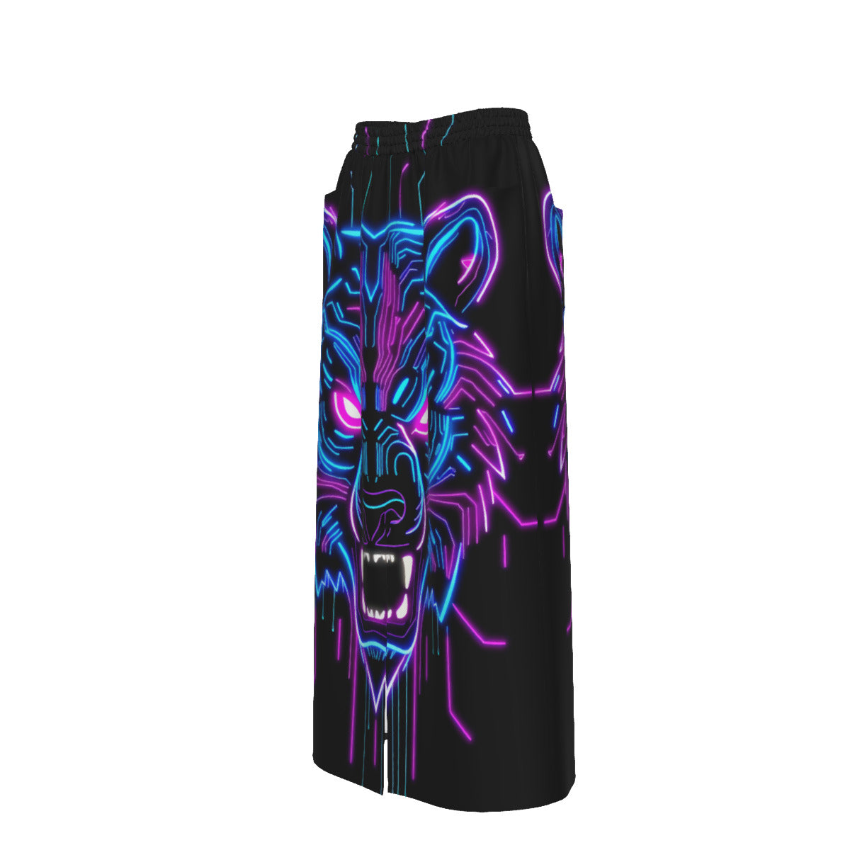 Neon Spirit Animal Bear Cotton Slit Skirt