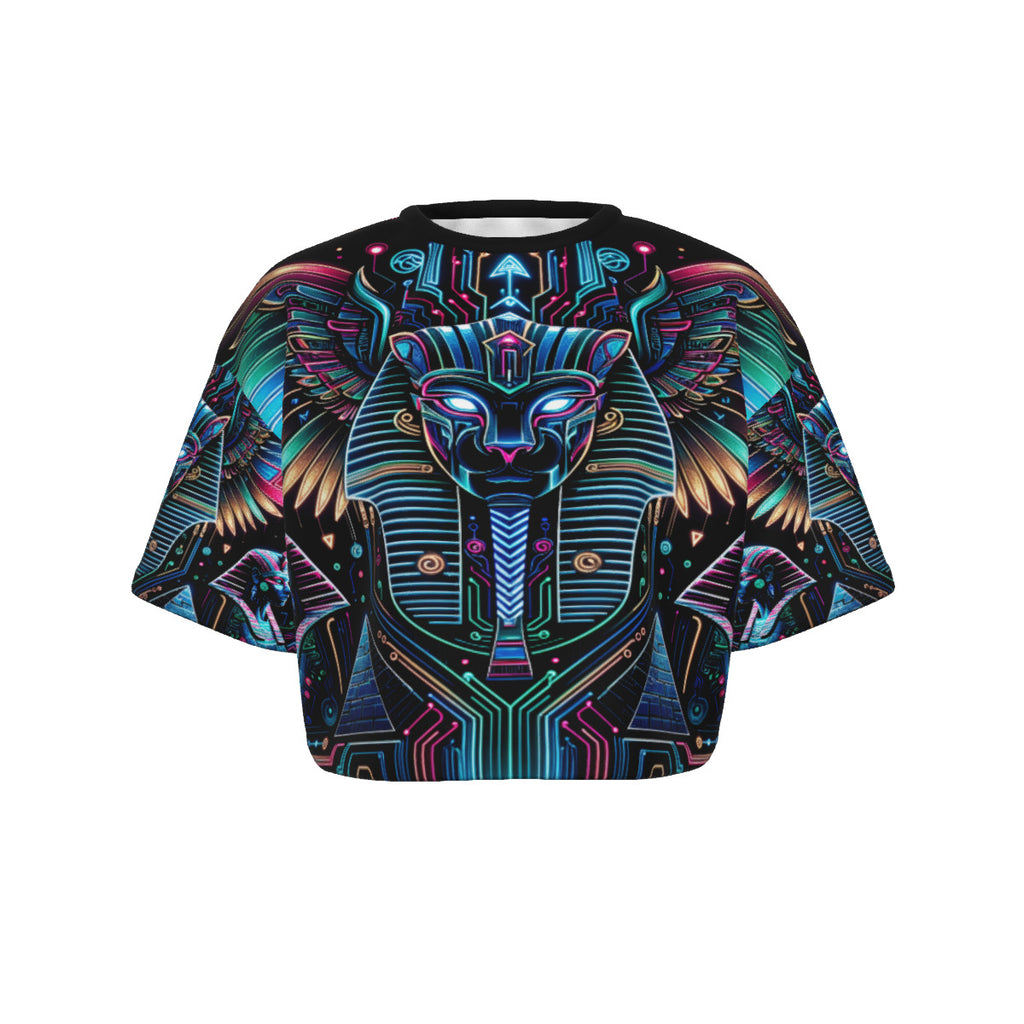 Egyptian Tech Bastet Crop Top T-Shirt