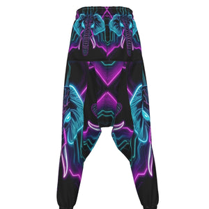 Neon Spirit Animal Elephant Harem Pants by Bazaar Design Style