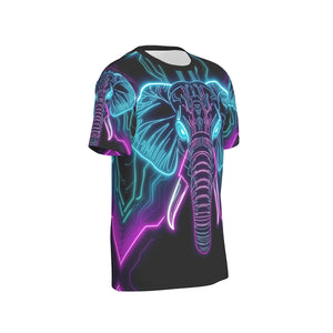 Neon Spirit Animal Elephant Cotton T-shirt by Bazaar Design Style