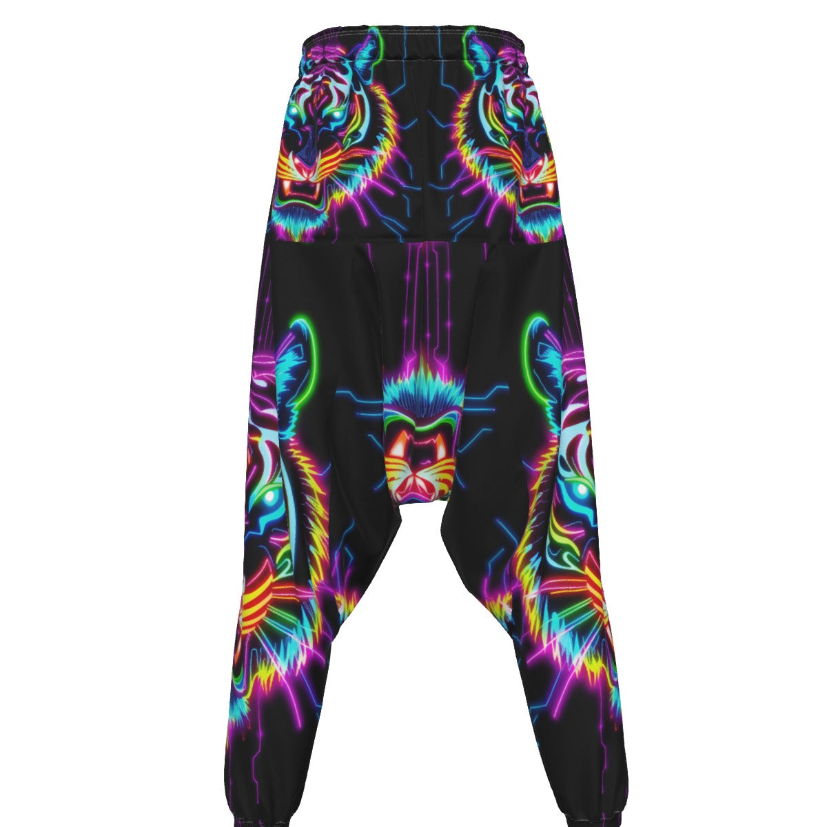Neon Spirit Animal Tiger Harem Pants by Bazaar Design Style