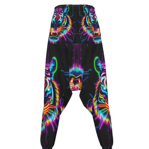 Neon Spirit Animal Tiger Harem Pants by Bazaar Design Style