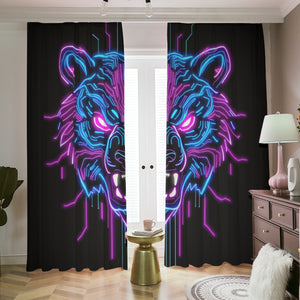 Neon Spirit Animal Bear Blackout Curtains with Hooks by Bazaar Design Style
