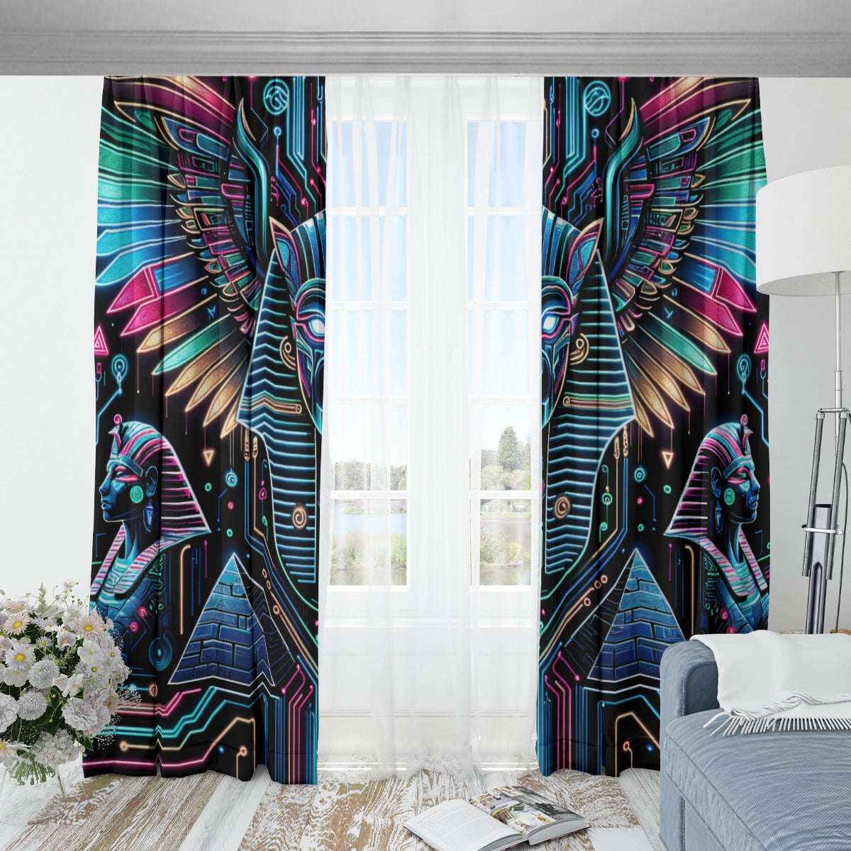 Egyptian Tech Bastet Blackout Curtains with Hooks by Bazaar Design Style