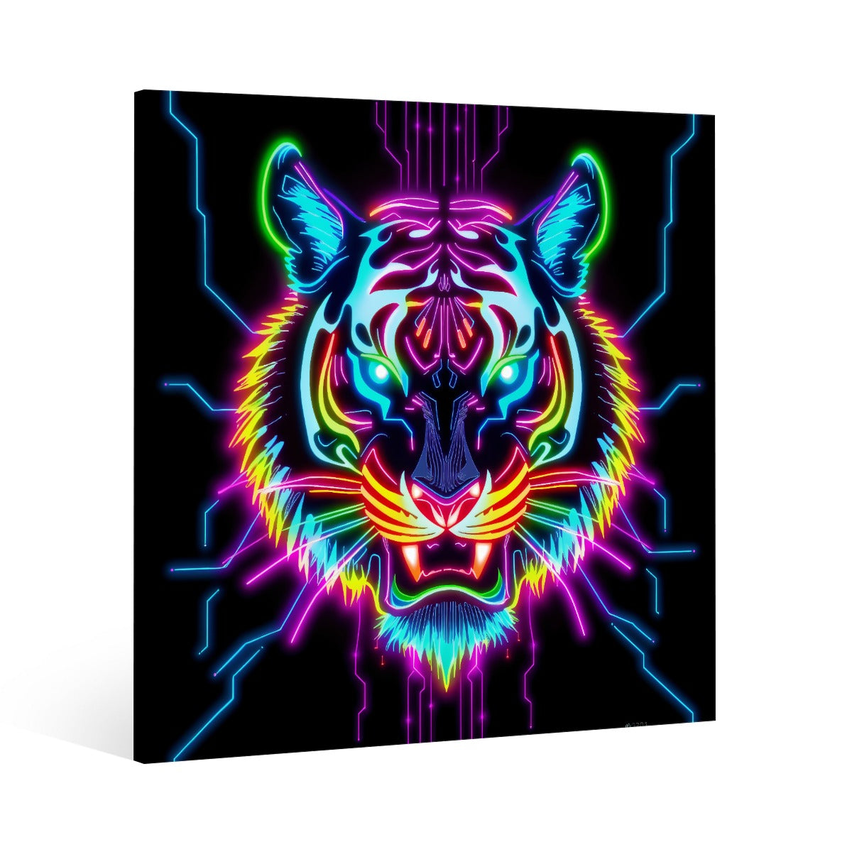 Neon Spirit Animal Tiger Canvas Print by Bazaar Design Style