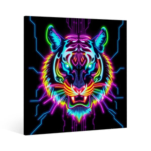 Neon Spirit Animal Tiger Canvas Print by Bazaar Design Style