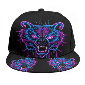 Neon Spirit Animal Bear Snapback Hat by Bazaar Design Style