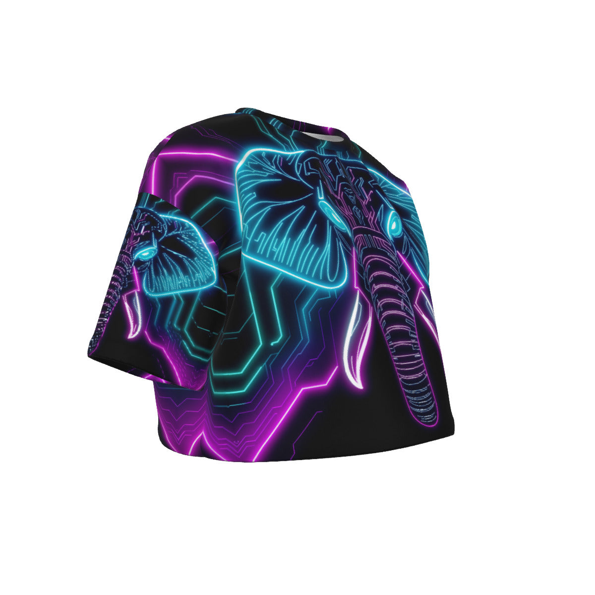 Neon Spirit Animal Elephant Crop Top T-Shirt