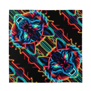 Neon Spirit Animal Wolf Beanie Hat by Bazaar Design Style