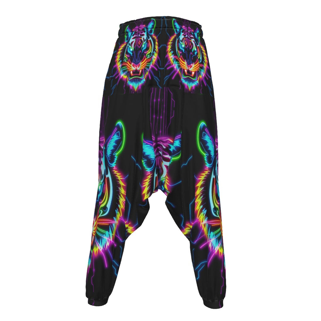 Neon Spirit Animal Tiger Harem Pants by Bazaar Design Style