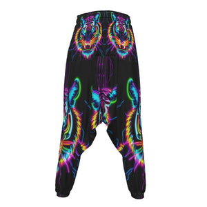 Neon Spirit Animal Tiger Harem Pants by Bazaar Design Style