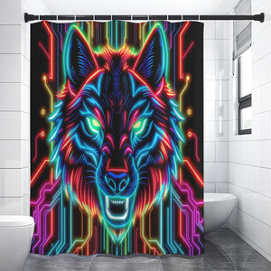 Neon Spirit Animal Wolf Shower Curtain by Bazaar Design Style