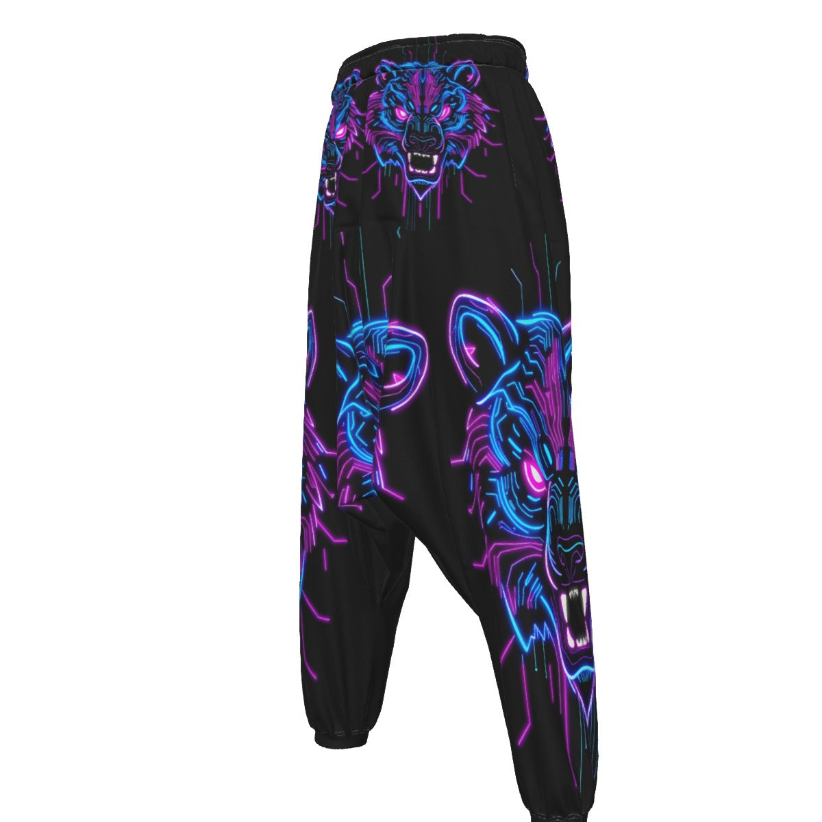 Neon Spirit Animal Bear Harem Pants by Bazaar Design Style