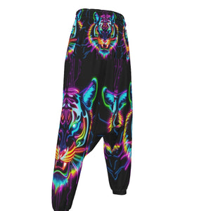 Neon Spirit Animal Tiger Harem Pants by Bazaar Design Style