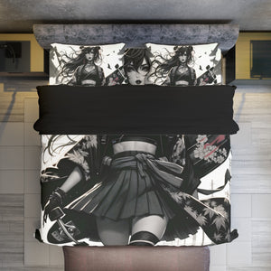 Anime Pin-up Girl Longboard 4-Piece Duvet Set by Bazaar Design Style (K,CK)