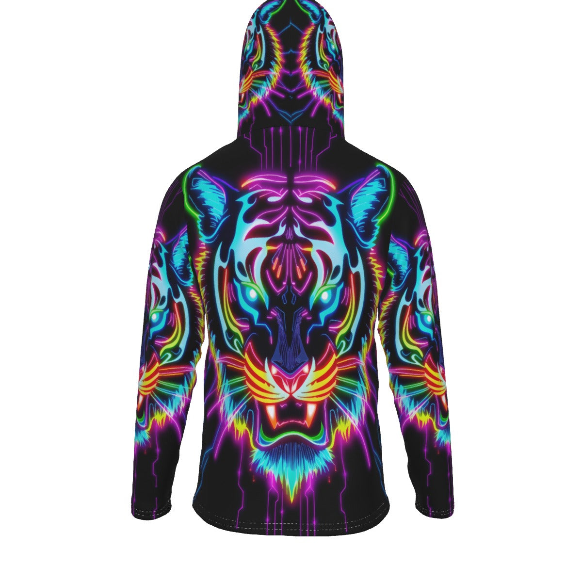 Neon Spirit Animal Tiger Hoodie with Mask by Bazaar Design Style
