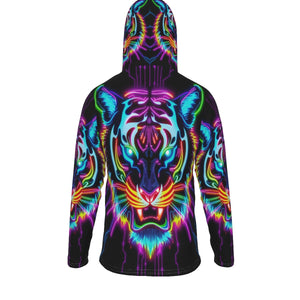 Neon Spirit Animal Tiger Hoodie with Mask by Bazaar Design Style