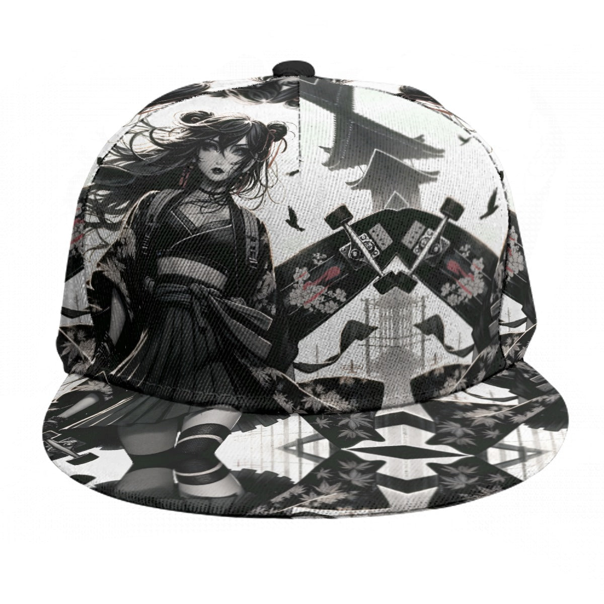 Anime Pin-Up Girl Longboard Snapback Hat by Bazaar Design Style