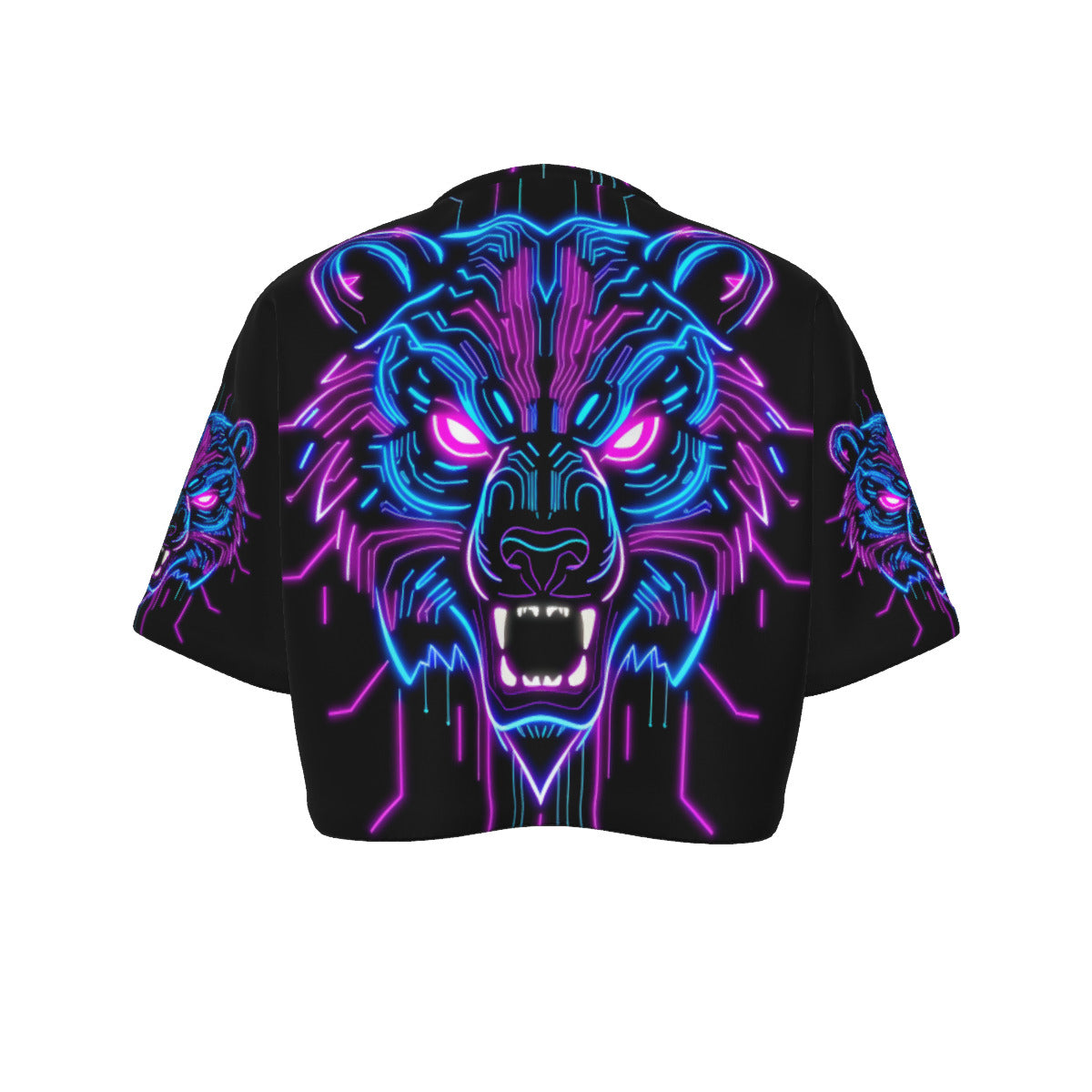 Neon Spirit Animal Bear Crop Top T-Shirt