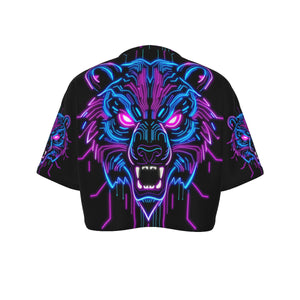 Neon Spirit Animal Bear Crop Top T-Shirt