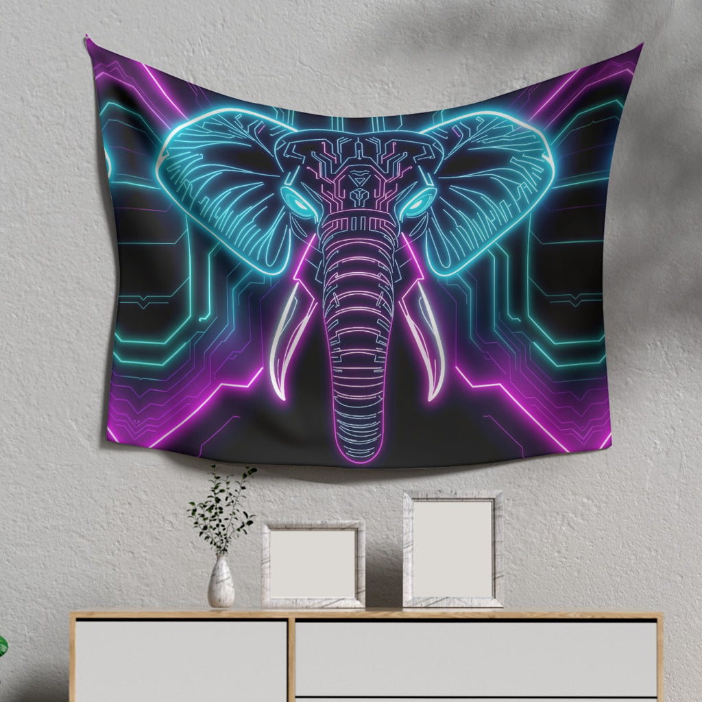 Neon Spirit Animal Elephant Tapestry by Bazaar Design Style