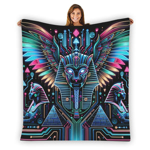 Egyptian Tech Bastet Flannel Blanket by Bazaar Design Style