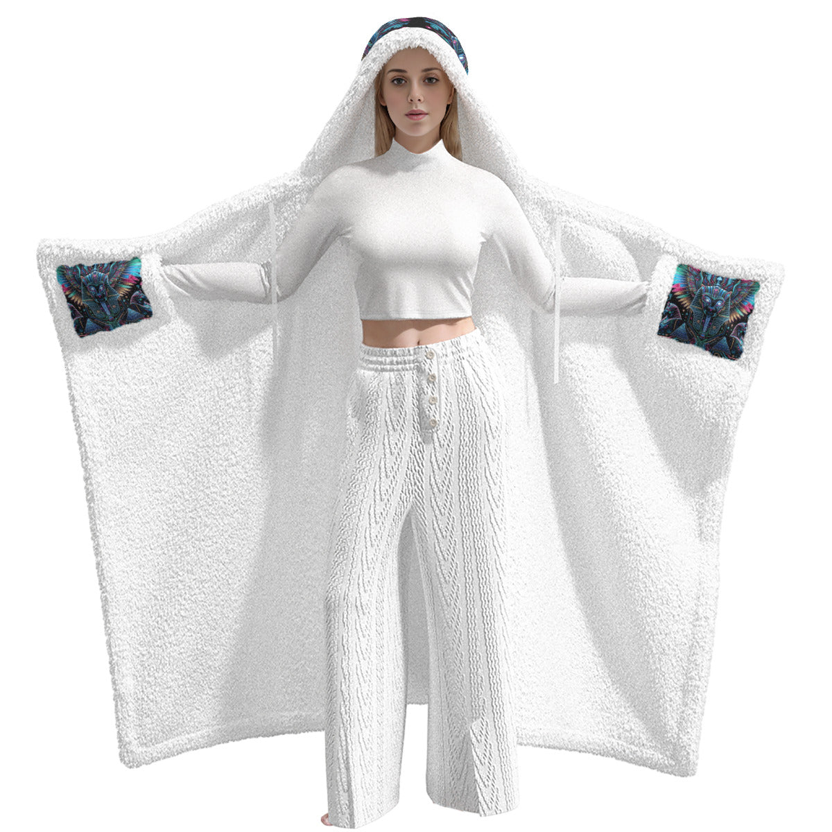 Egyptian Tech Bastet Hooded Sherpa Blanket