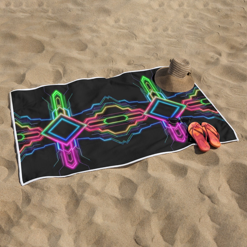 Neon Tech Beach Towel by Bazaar Design Style