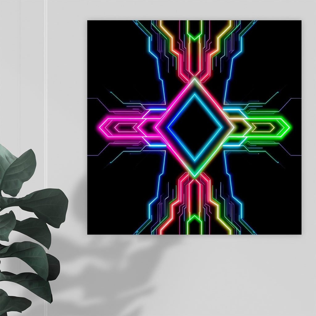 Neon Tech Canvas Print by Bazaar Design Style
