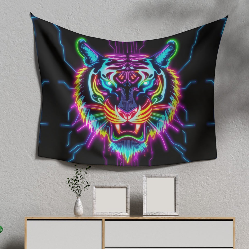 Neon Spirit Animal Tiger Tapestry by Bazaar Design Style