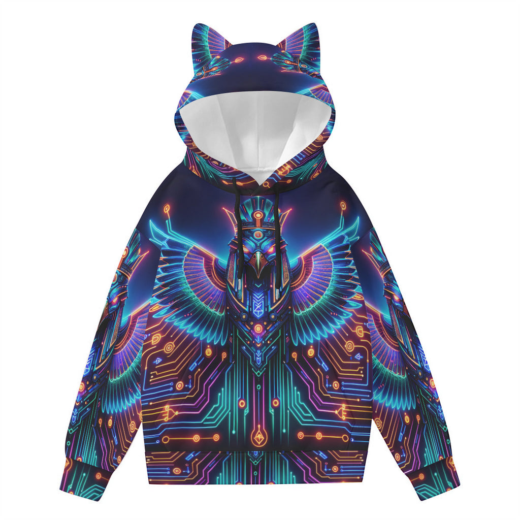 Egyptian Tech Horus Hoodie with Ears by Bazaar Design Style