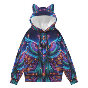 Egyptian Tech Horus Hoodie with Ears by Bazaar Design Style