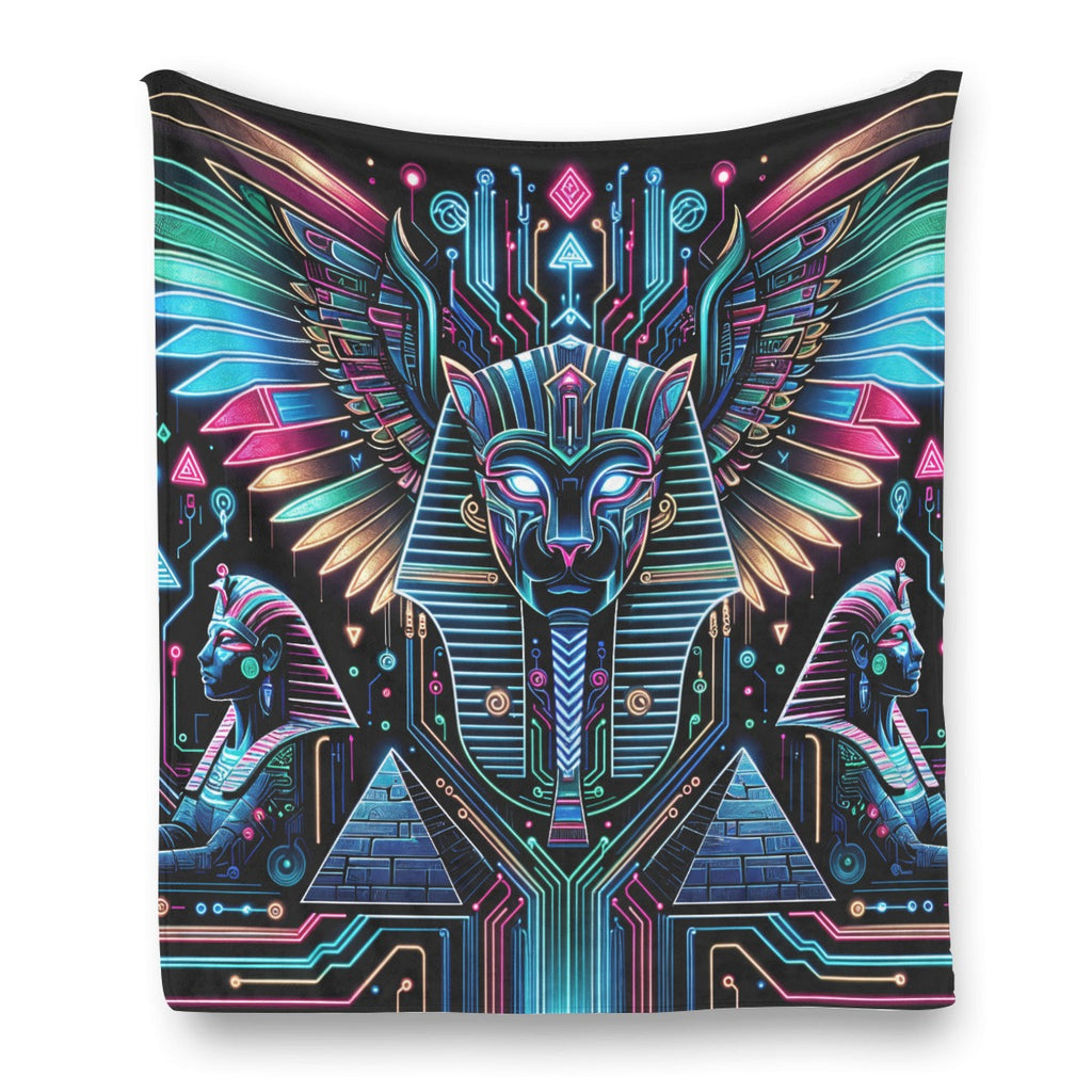 Egyptian Tech Bastet Flannel Blanket by Bazaar Design Style