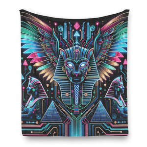 Egyptian Tech Bastet Flannel Blanket by Bazaar Design Style