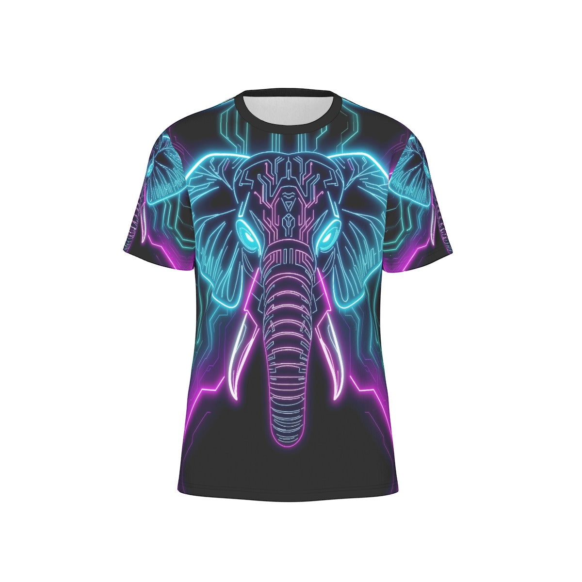 Neon Spirit Animal Elephant Cotton T-shirt by Bazaar Design Style