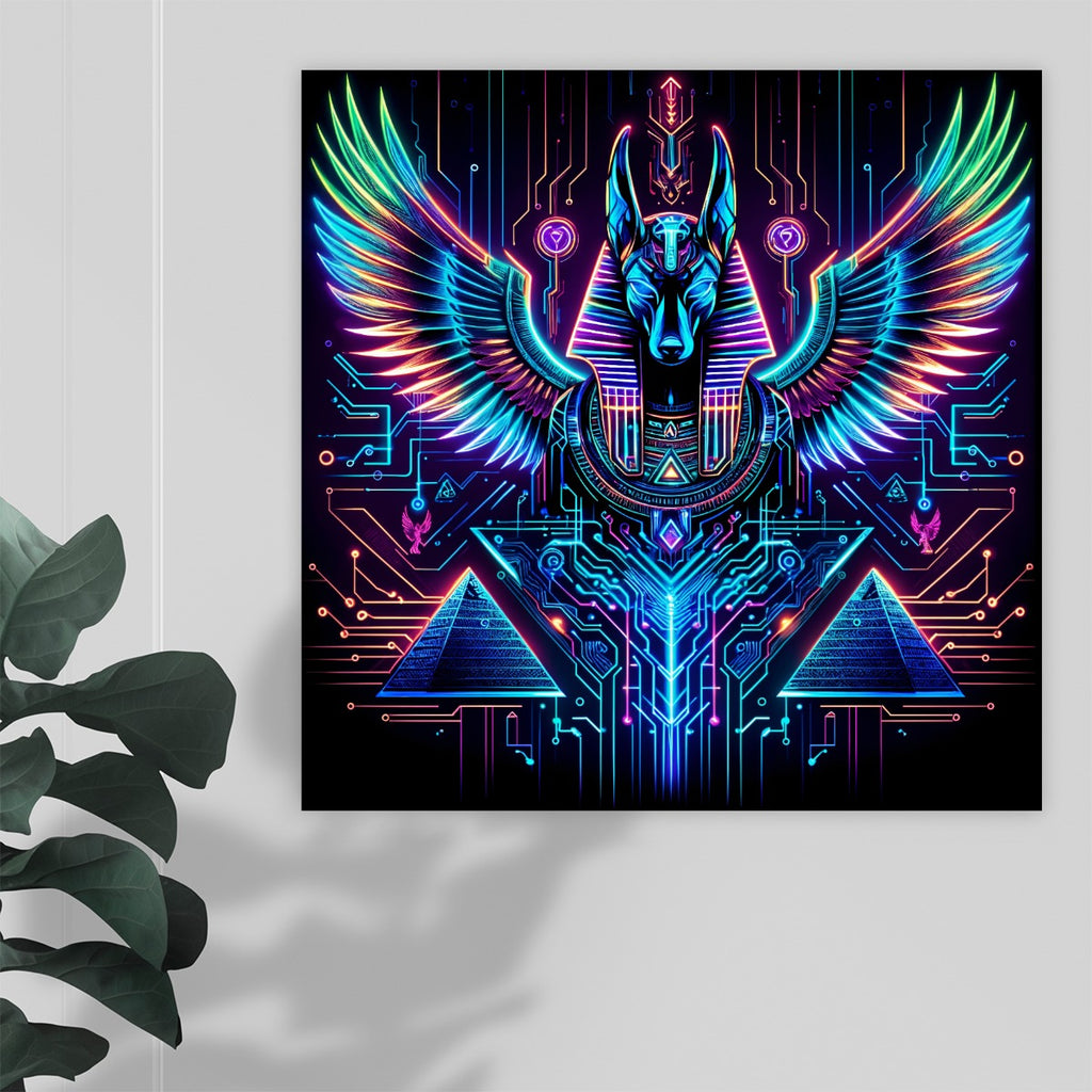Egyptian Tech Anubis Canvas Print by Bazaar Design Style