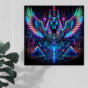 Egyptian Tech Anubis Canvas Print by Bazaar Design Style