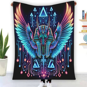 Egyptian Tech Sobek Flannel Blanket by Bazaar Design Style