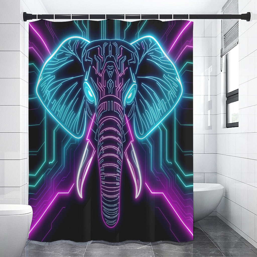 Neon Spirit Animal Elephant Shower Curtain by Bazaar Design Style