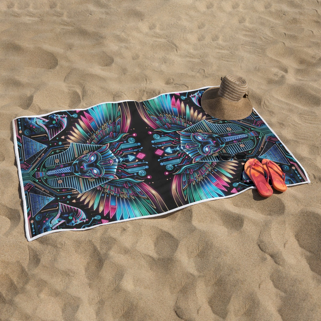 Egyptian Tech Bastet Beach Towel by Bazaar Design Style