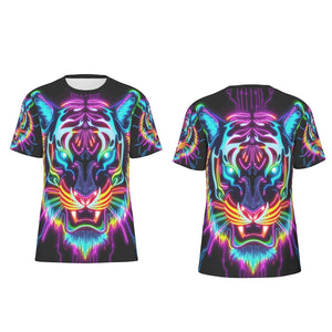 Neon Spirit Animal Tiger Cotton T-shirt by Bazaar Design Style