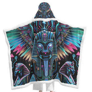 Egyptian Tech Bastet Hooded Sherpa Blanket