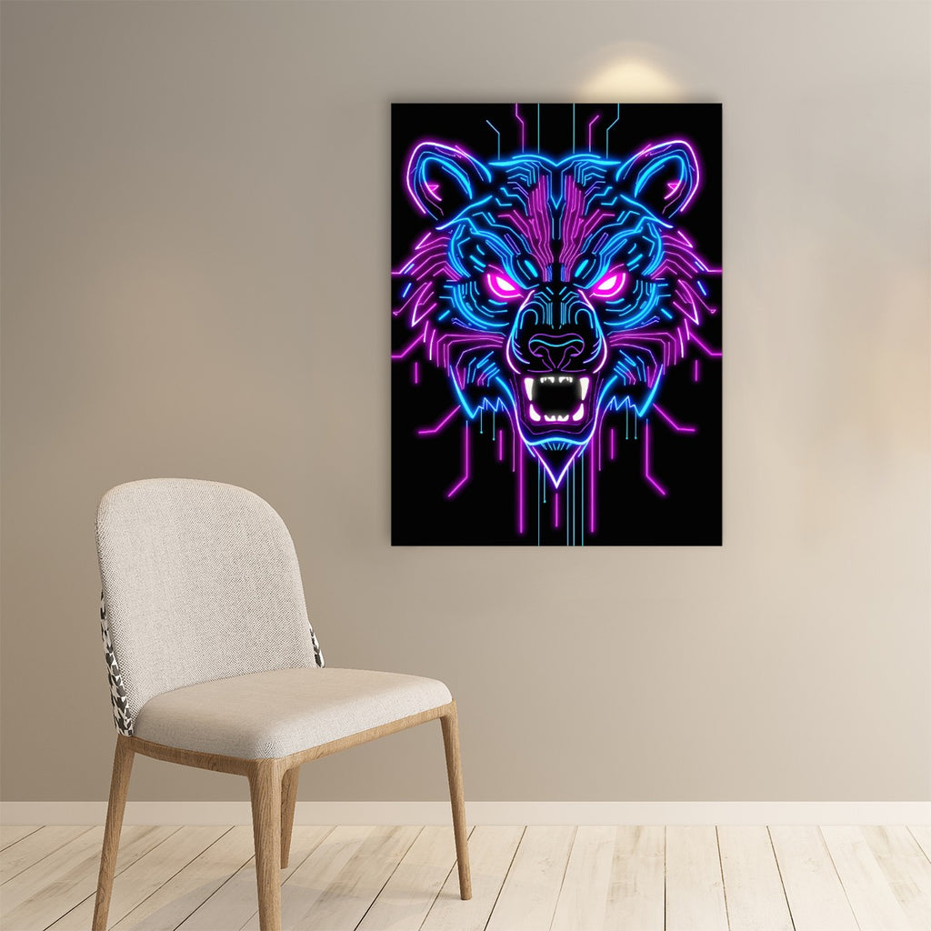 Neon Spirit Animal Bear Oversized Poster by Bazaar Design Style